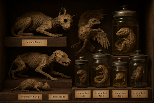 Mummified animals display